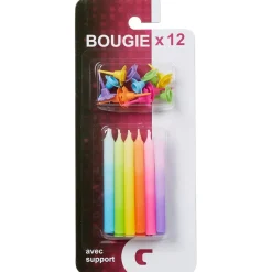 Bougie anniversaire multicolore dégradé x12