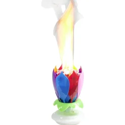 Bougie anniversaire musicale forme fleur 8 mèches
