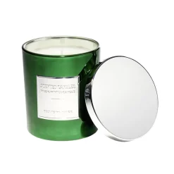Bougie avec couvercle pot métallisé gris et vert senteur sapin 25H < Gifi Best