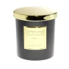 Bougie avec couvercle pot métallisé noir et doré senteur oud Ø25H < Gifi