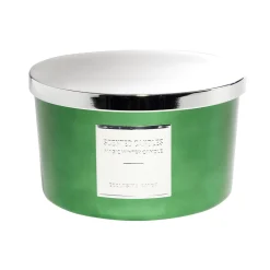 Bougie avec couvercle pot métallisé gris et vert senteur sapin 30H < Gifi