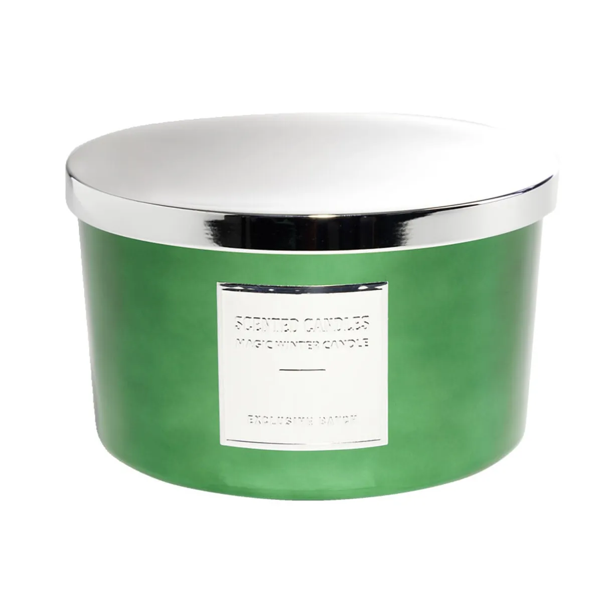 Bougie avec couvercle pot métallisé gris et vert senteur sapin 30H < Gifi