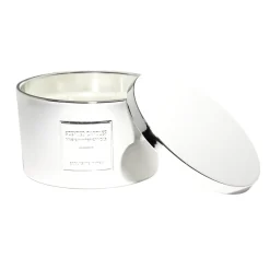 Bougie avec couvercle pot métallisé gris senteur fleur d'oranger 30H