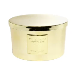 Bougie avec couvercle pot métallisé doré senteur vanille bourbon 30H < Gifi New