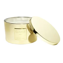Bougie avec couvercle pot métallisé doré senteur vanille bourbon 30H < Gifi New
