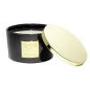Bougie avec couvercle pot métallisé noir et doré senteur oud 30H < Gifi New