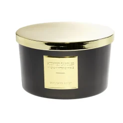 Bougie avec couvercle pot métallisé noir et doré senteur oud 30H < Gifi New