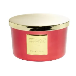 Bougie avec couvercle pot métallisé rouge et doré senteur fruits rouges 30H