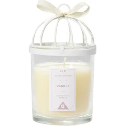 Bougie cage à oiseau blanche senteur vanille 36H < Gifi Discount