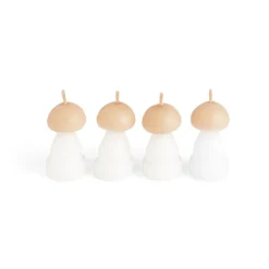 Bougie champignon blanc et orange 6H x4