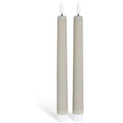 Bougie chandelle LED striée grise x2