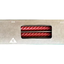 Bougie chandelle torsadée rouge x4 H25cm