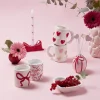 Bougie chandelle x2 blanche motifs noeuds rouges H25cm