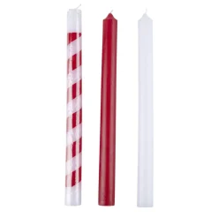 Bougie chandelle x3 motif Noël Ø3xH25,5cm (2 modèles)