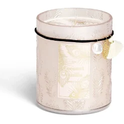 Bougie charm pampille Coconut Vanilla dans verre beige 55H