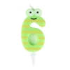 Bougie chiffre 6 cire personnage rayures vert et jaune H8,5cm < Gifi New