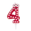 Bougie chiffre 4 cire personnage fleurs rouge et blanc H8,5cm