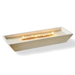 Bougie cire en céramique blanc effet flamme cheminée 30,5x10,5xH4,5cm < Gifi Best