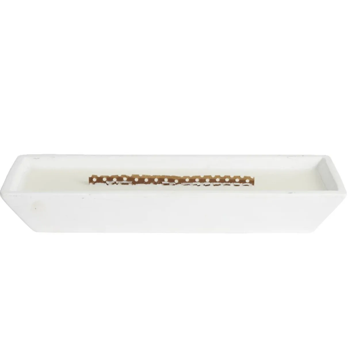 Bougie cire en céramique blanc effet flamme cheminée 30,5x10,5xH4,5cm < Gifi Best