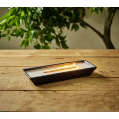 Bougie cire en céramique noir effet flamme cheminée 30,5x10,5xH4,5cm < Gifi Hot