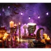 Bougie cire à LED Halloween crânes empilés noir Ø2,5xH25cm < Gifi New