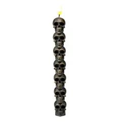 Bougie cire à LED Halloween crânes empilés noir Ø2,5xH25cm < Gifi New