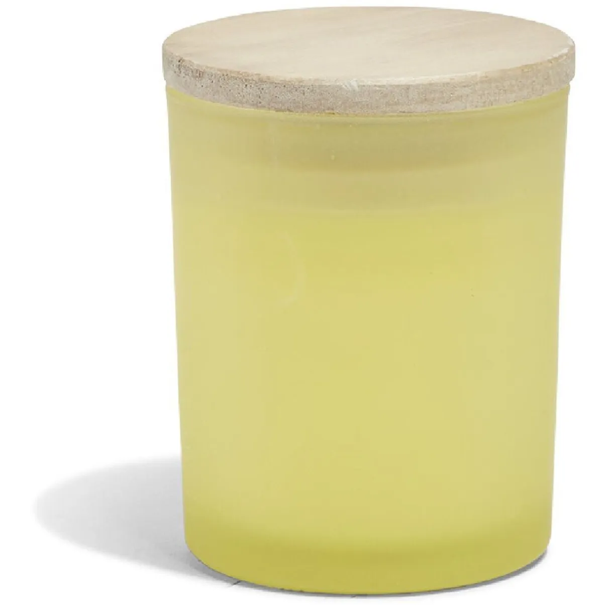 Bougie citronnelle couvercle bois verre jaune Ø7xH8,5cm < Gifi Sale
