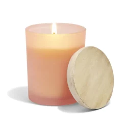 Bougie citronnelle couvercle bois verre rose Ø7xH8,5cm < Gifi Hot