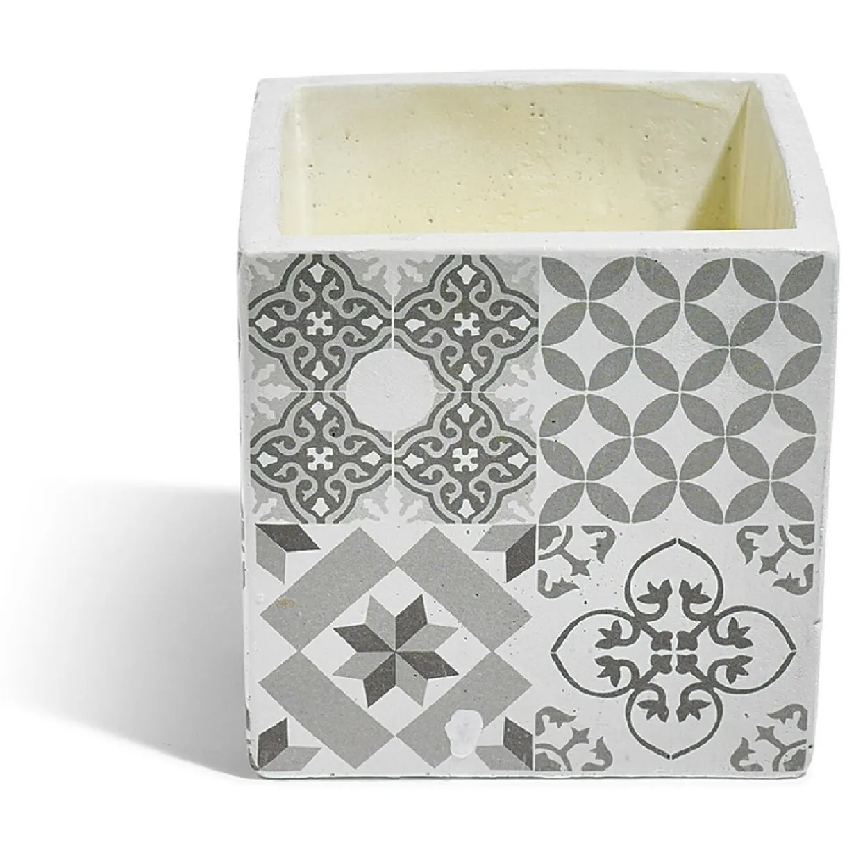 Bougie citronnelle pot ciment carré motifs carreaux gris 11x11x11cm < Gifi Outlet