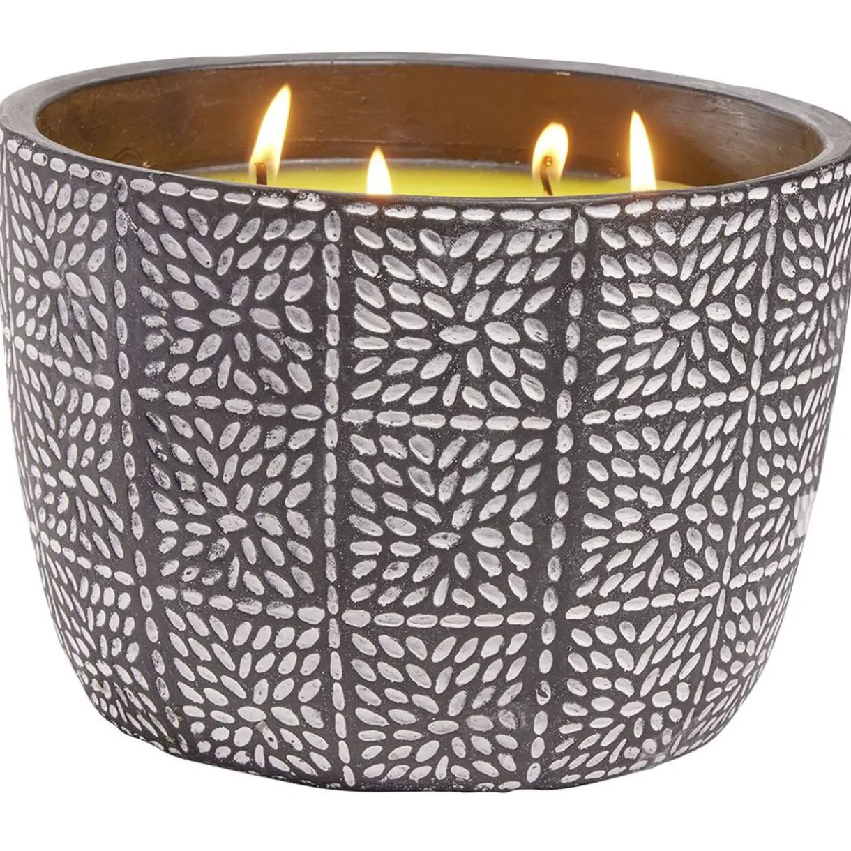 Bougie citronnelle pot ciment motif grain de riz 20H - Ø20xH14cm < Gifi Discount