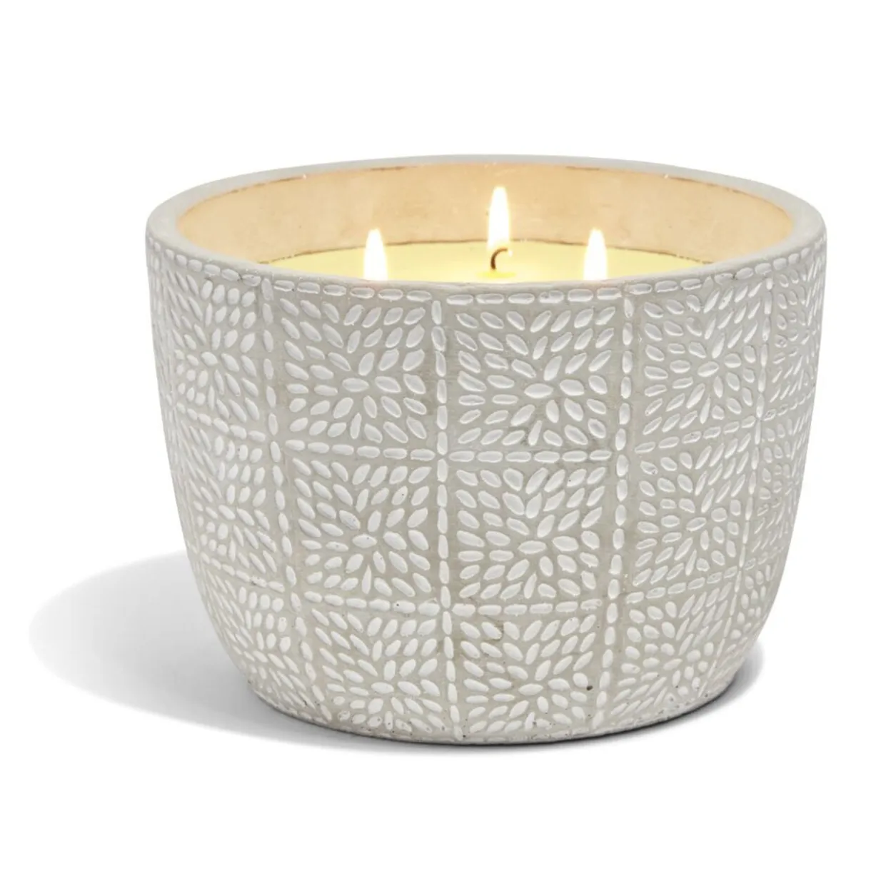 Bougie citronnelle pot ciment grain de riz Ø20xH14cm < Gifi