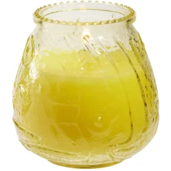 Bougie citronnelle pot en verre coloré motif relief 63H - Ø9xH9,5cm