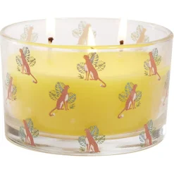 Bougie citronnelle pot en verre motif tropical 30H - Ø13xH8cm