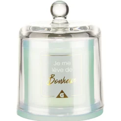 Bougie cloche message senteur Vanille turquoise