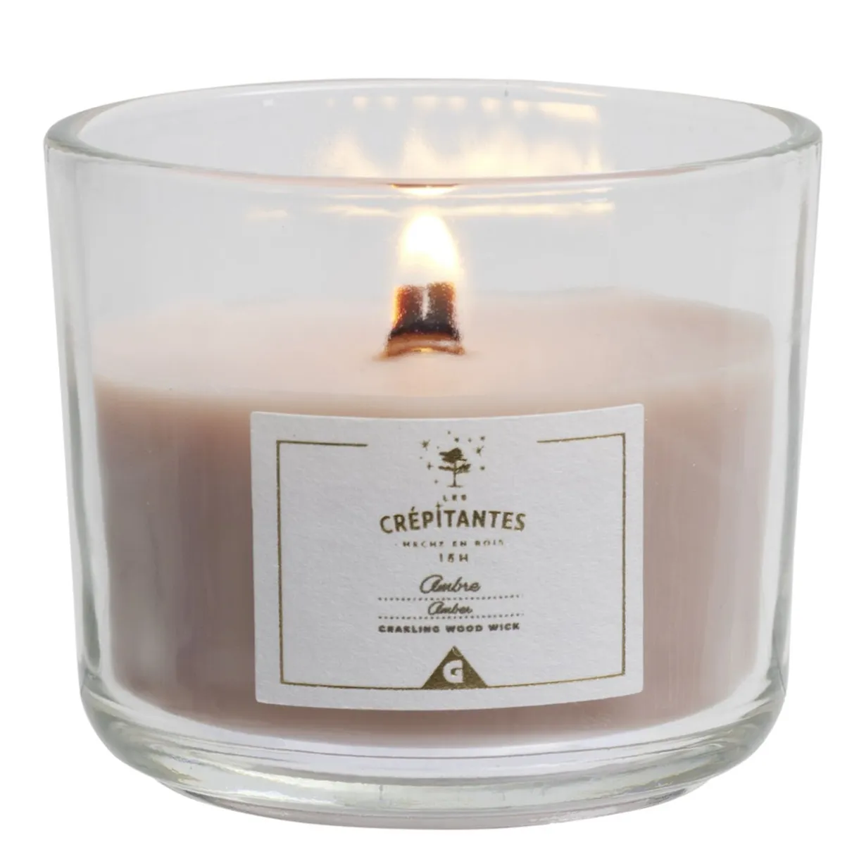 Bougie crépitante mèche en bois senteur ambre 15H < Gifi Best