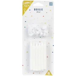 Bougie d'anniversaire blanc avec support x 12 < Gifi