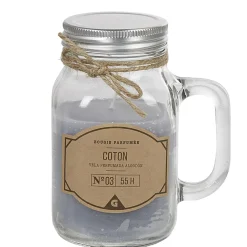 Bougie dans mug en verre avec couvercle senteur coton