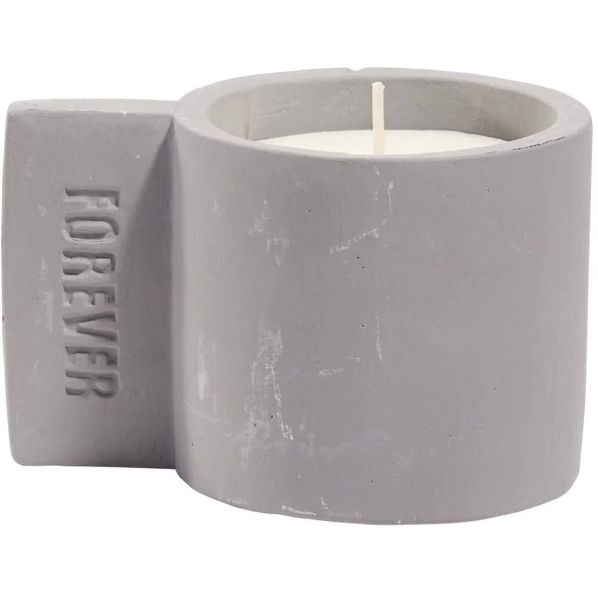 Bougie dans pot ciment gravure Forever - Ø7xH10cm < Gifi Discount