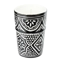 Bougie dans pot céramique 23H motif Beldi Ø7xH10cm (3 modèles)