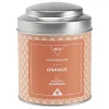 Bougie dans pot en métal senteur orange 36H < Gifi Outlet