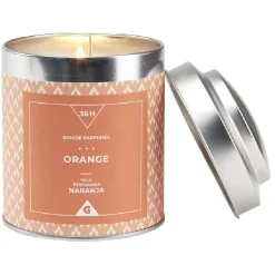 Bougie dans pot en métal senteur orange 36H < Gifi Outlet