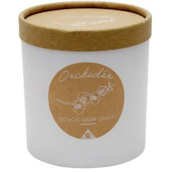 Bougie dans pot rond avec couvercle kraft senteur orchidée