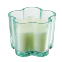 Bougie dans verre coloré forme fleur Ø5xH7cm (3 modèles)