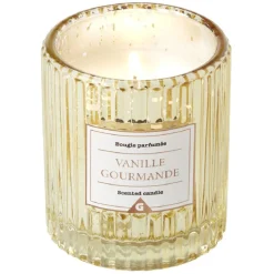 Bougie dans verre design relief senteur vanille gourmande < Gifi Online