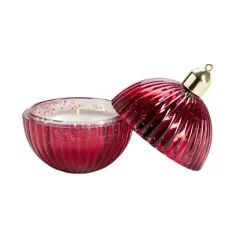 Bougie dans verre forme boule de Noël Ø8xH10,5cm (4 modèles)