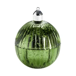 Bougie dans verre forme boule de Noël Ø8xH10,5cm (4 modèles)