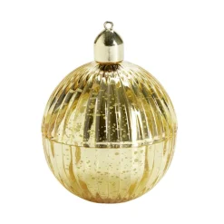 Bougie dans verre forme boule de Noël Ø8xH10,5cm (4 modèles)