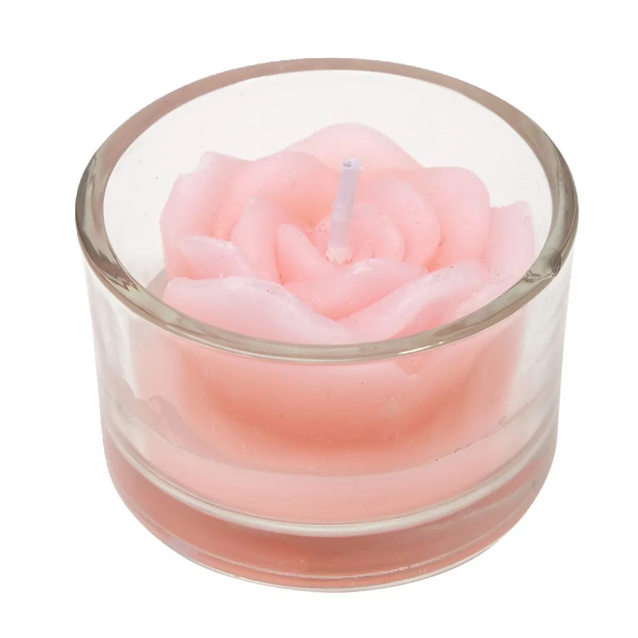Bougie dans verre forme rose Ø5xH3cm (3 modèles)