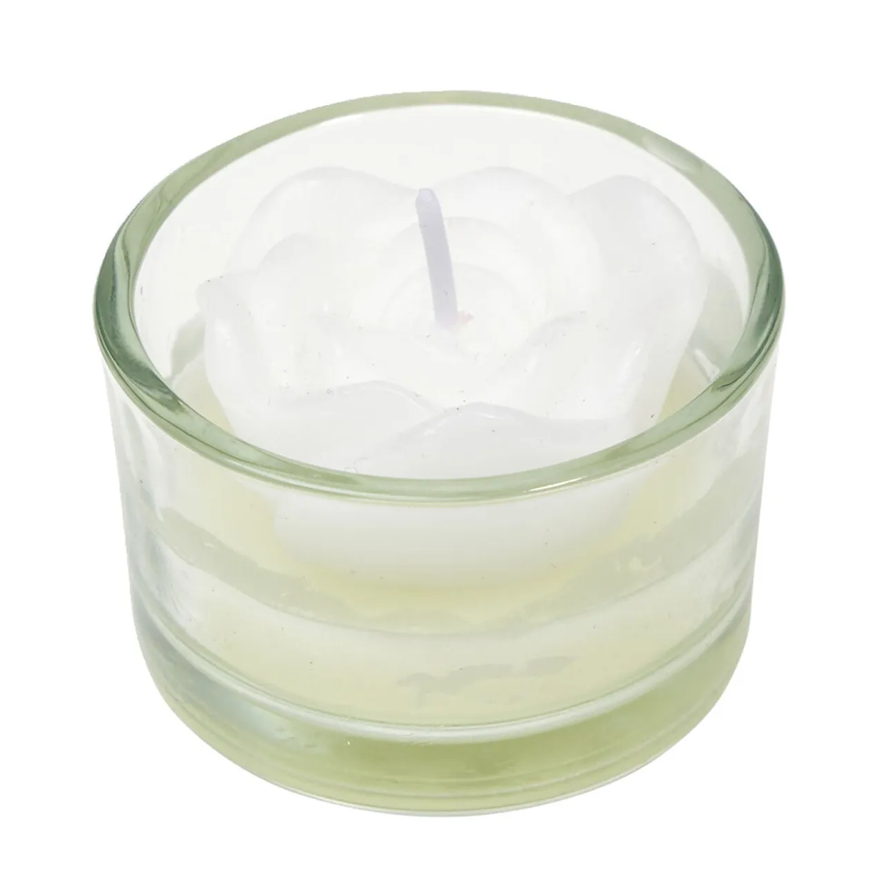 Bougie dans verre forme rose Ø5xH3cm (3 modèles)
