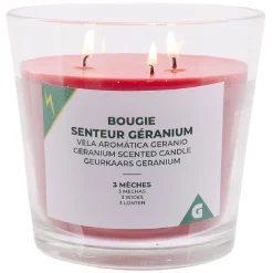 Bougie dans verre 3 mèches senteur Géranium